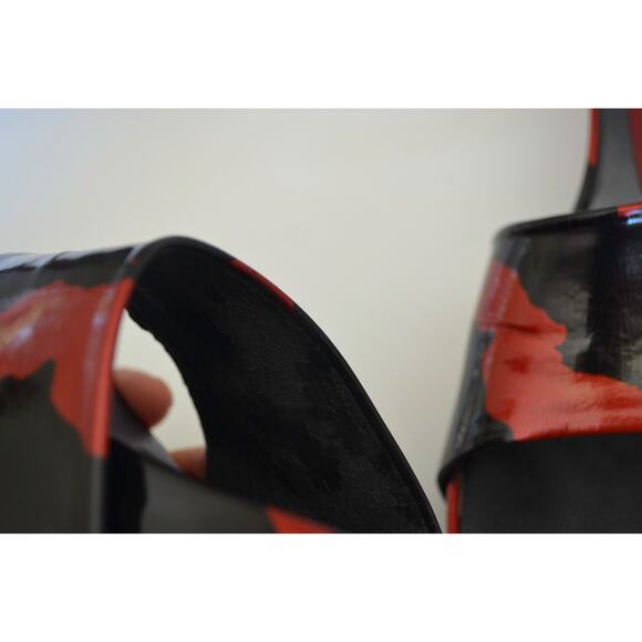 Stuart Weitzman Y2K Red and Black Pattern Wedge Slide - Picture 8 of 9